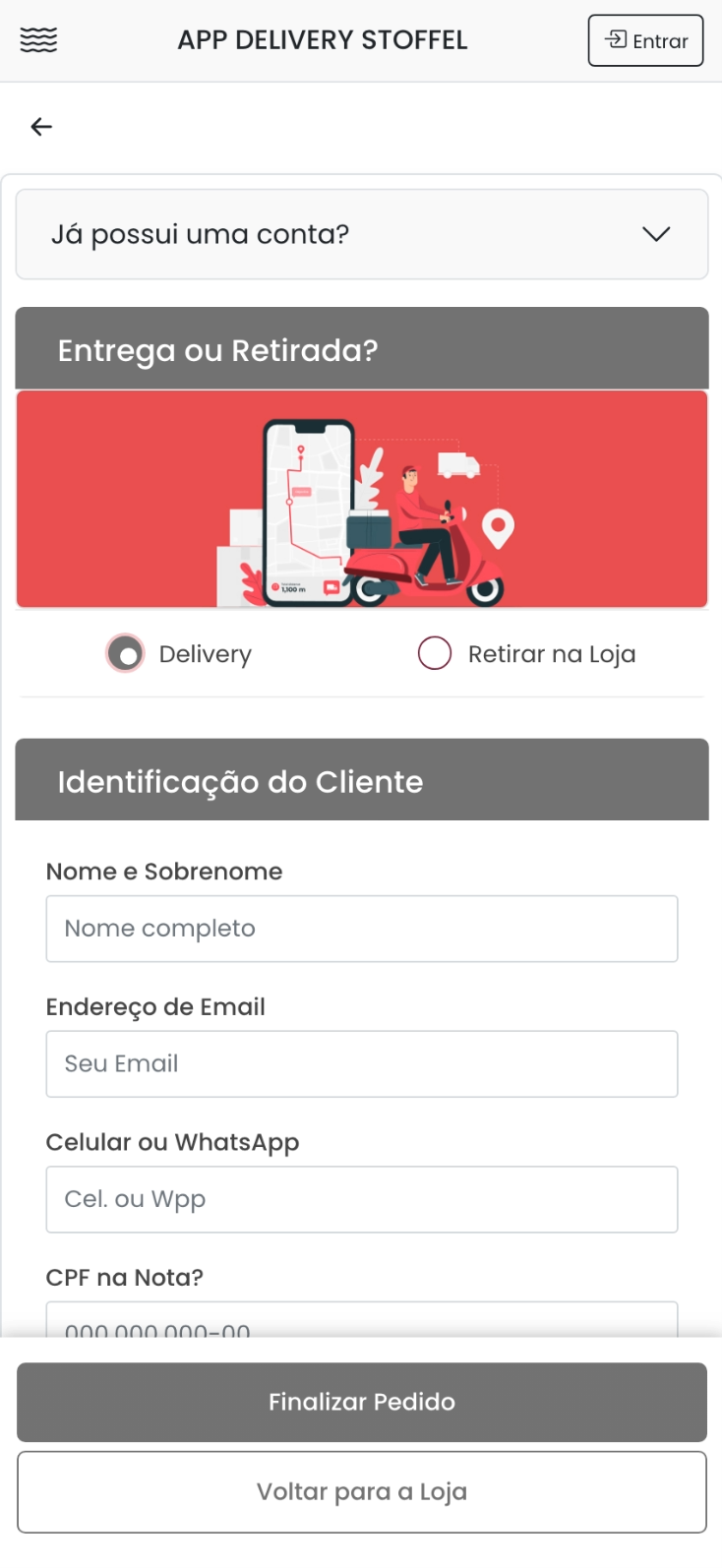 Dados de Entrega