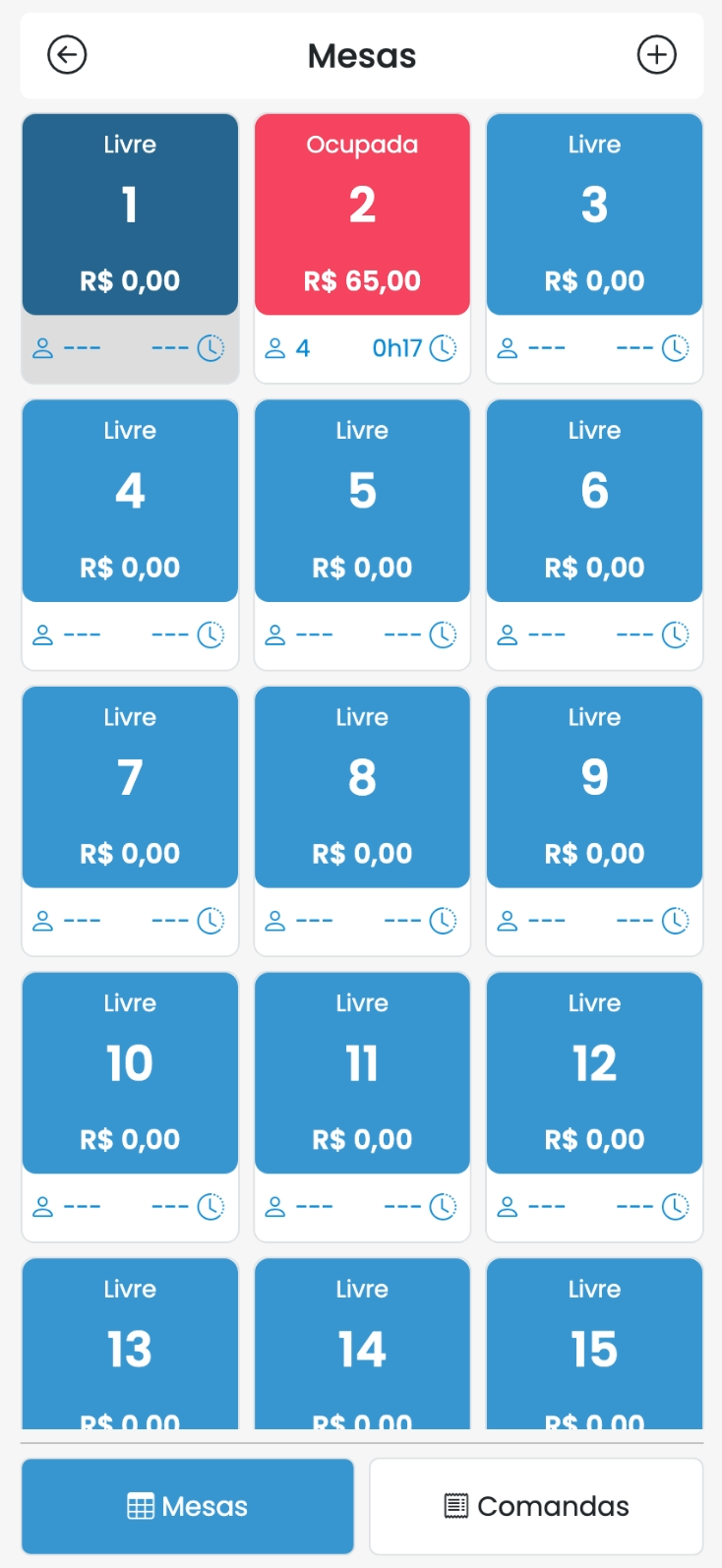 App Mesas e Comandas — Maquininha