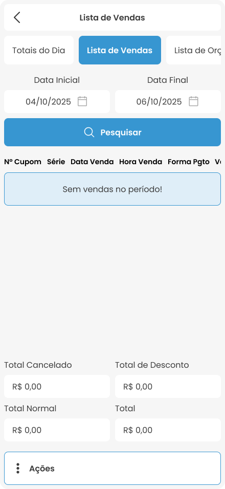 Lista de Vendas