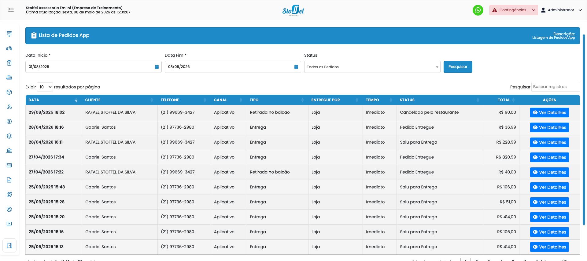 Lista de Pedidos Delivery