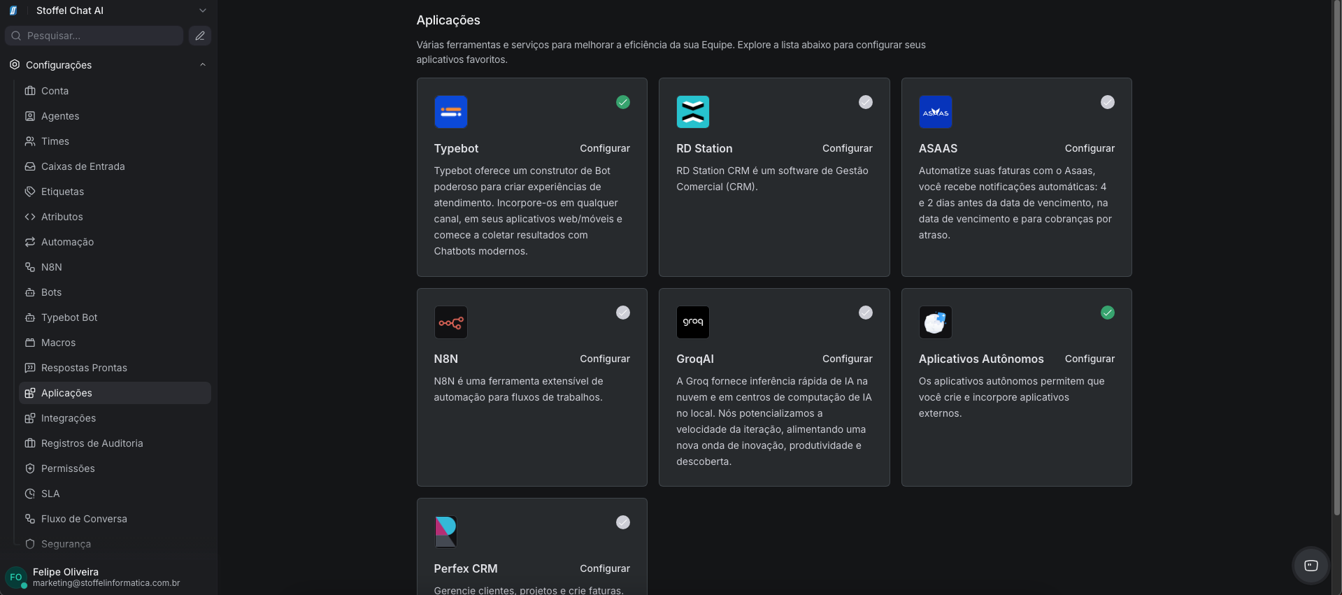 Aplicações — Stoffel Chat AI (SCAI)