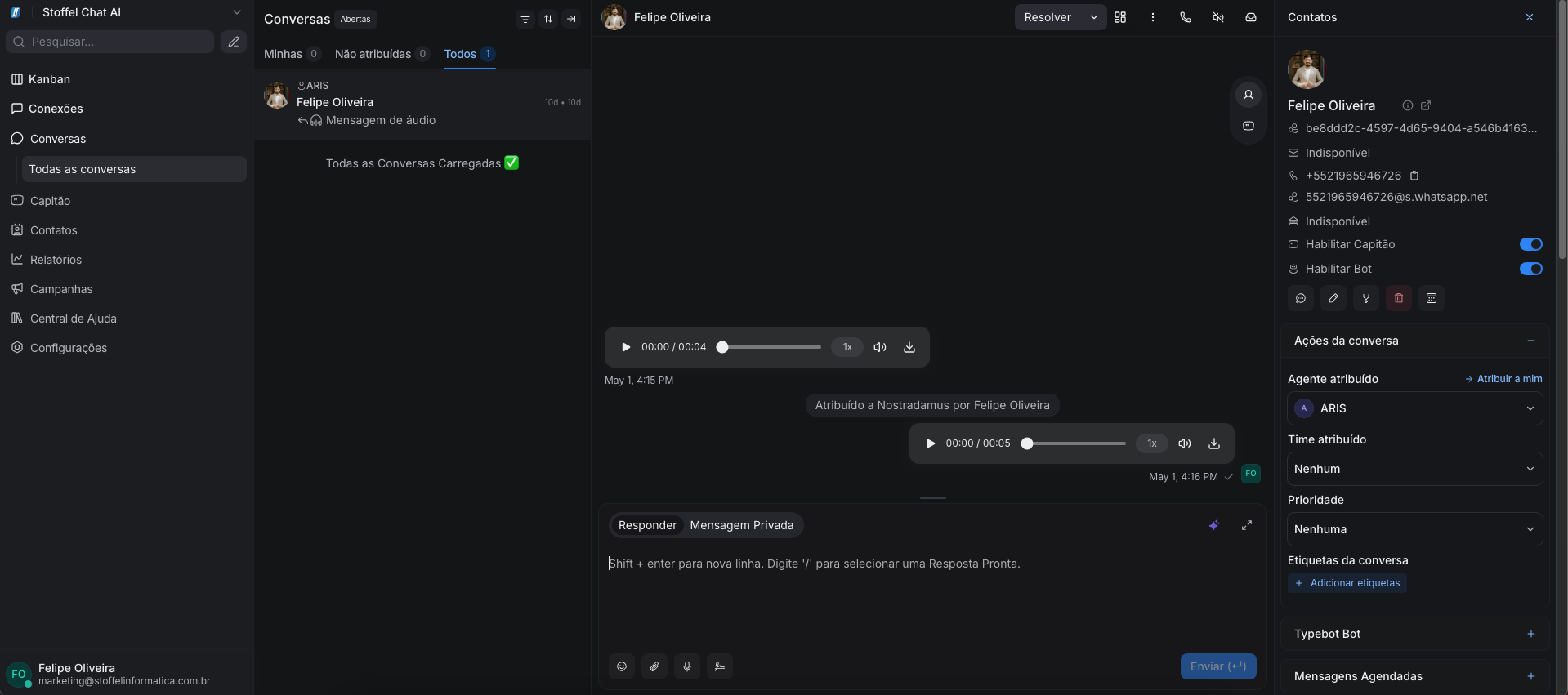 Stoffel Chat AI (SCAI) — Caixa de entrada omnichannel